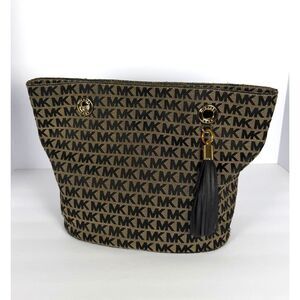Michael Kors MK Logo Tote Bag Brown No Straps Pouch Insert Tassel